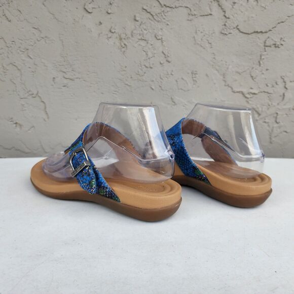 Aetrex Flip Flop Sandals Womens 6 Rita Adjustable Blue Snakeskin Comfort Thong - Picture 6 of 13